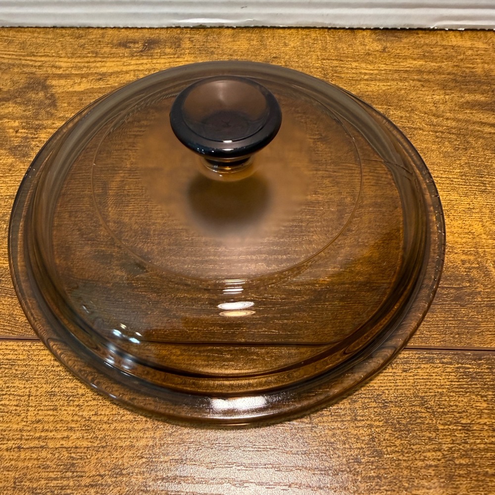 Vtg Pyrex Visions Amber Glass 6" Replacement Lid V-1-C-B Brown Round Dish Retro